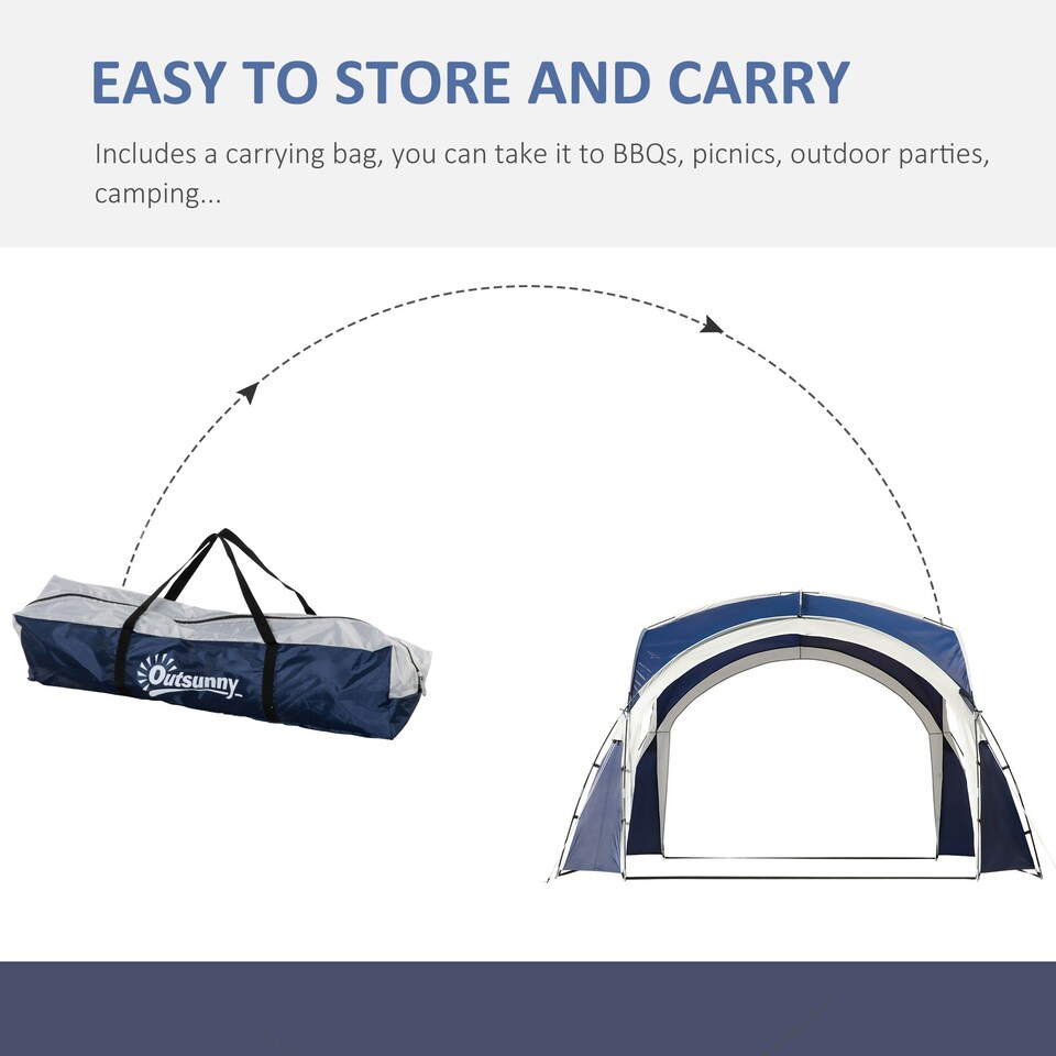 image 1 of Outsunny Outdoor Gazebo Event Dome Shelter Party Tent for Garden Cream and Blue