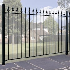 Saxon Spear Top Fence Panel - Solid Steel - FIts Gap of 1830 mm x 950 mm High - Electro Galvanised/Black Powder Coated Black