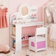 image 3 of COSTWAY Kids Princess Vanity Table & Chair Set White