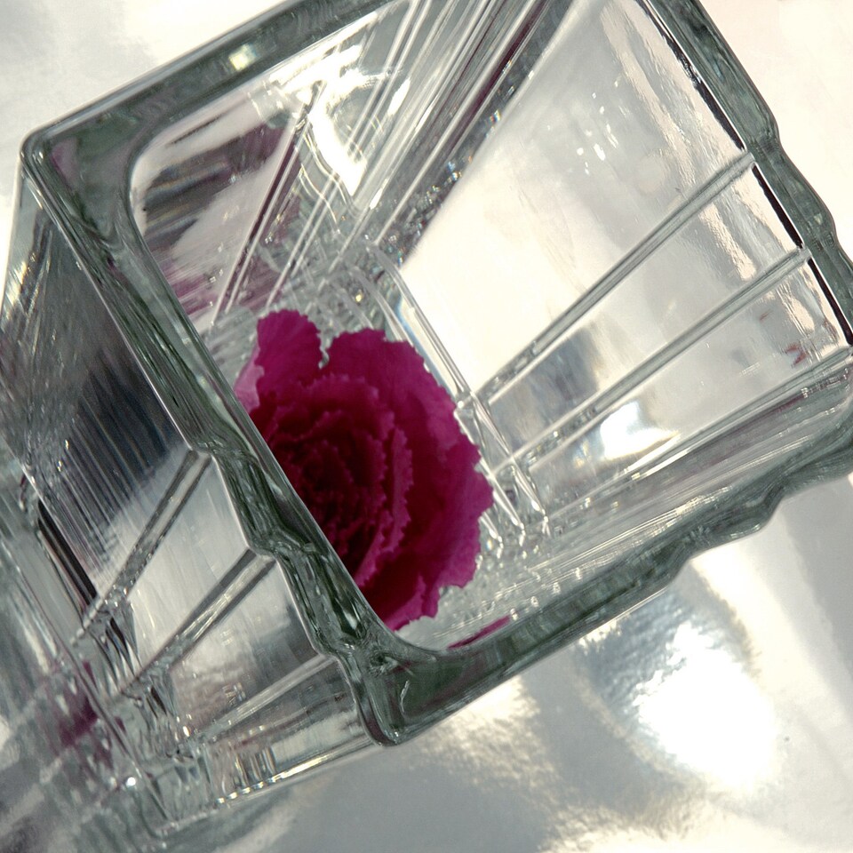 image 1 of Bormioli Rocco Clear Heavy Glass Vase - Square