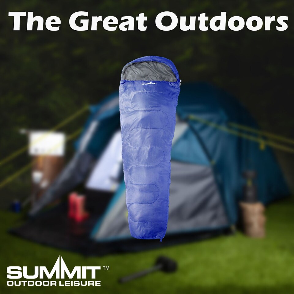 image 1 of vfm-estore Mummy Sleeping Bag Single Camp Blue - 2‑Season, Lightweight 900g