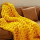 image 2 of Living and Home Handwoven Chunky Knit Throw Blanket, Yellow