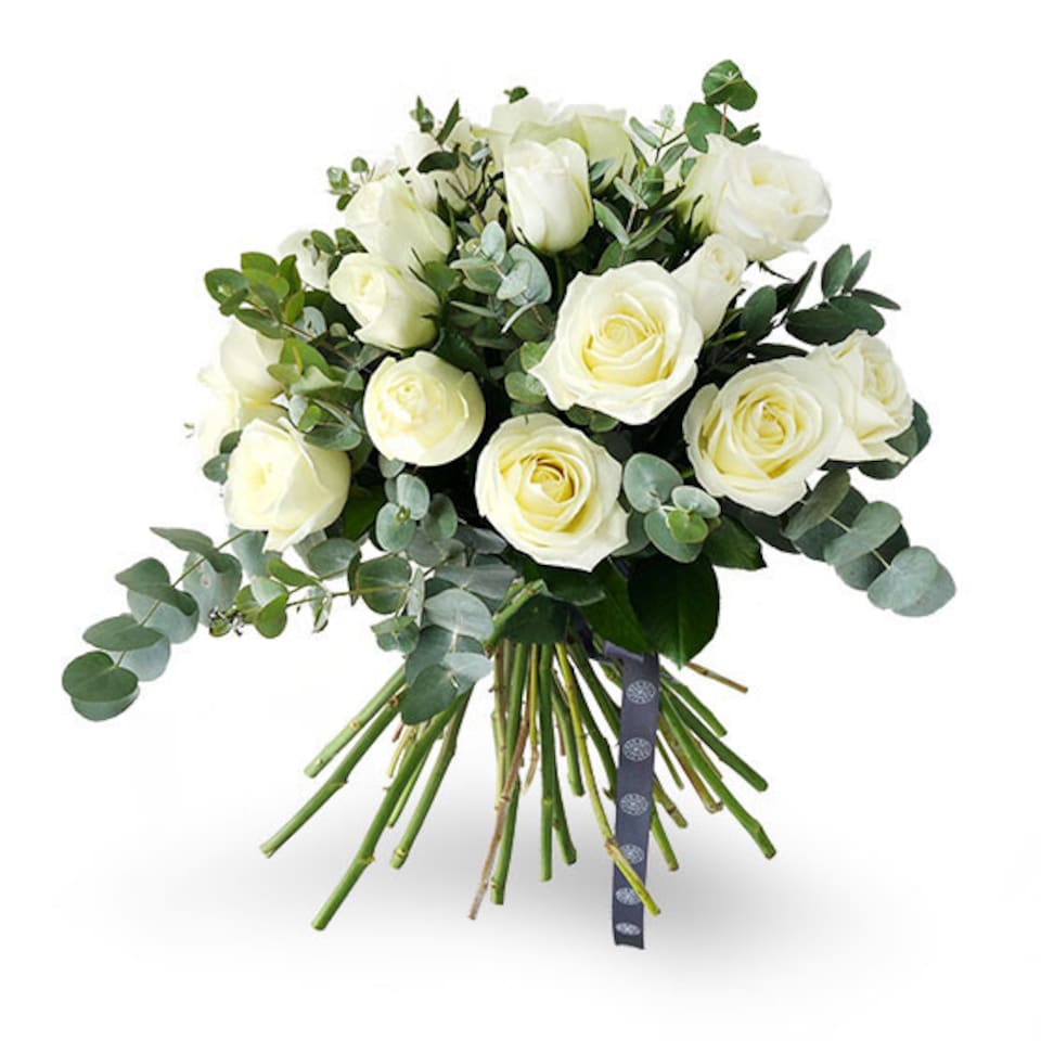 White Roses with Eucalyptus Bouquet