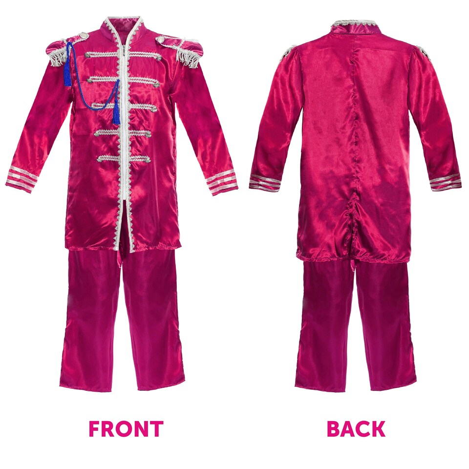 image 1 of Adults Pink Sergeant Pepper Costume – 60s Fancy Dress Outfit Pink | S