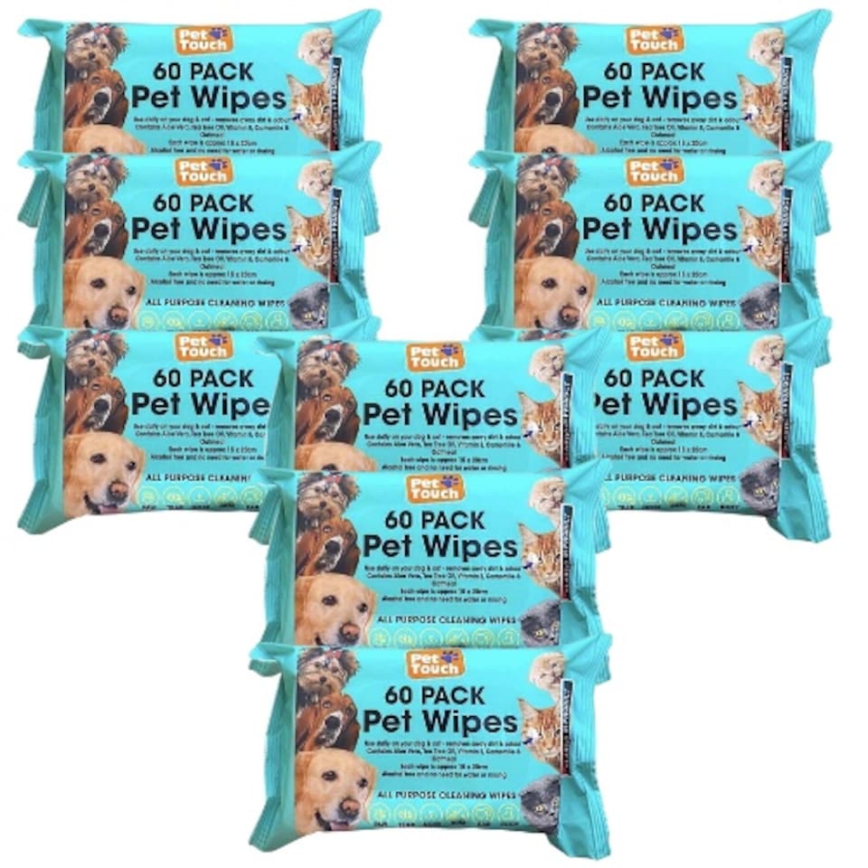 image 1 of Pet Touch Pet Wipes All Purpose 60 Pack | Blue | Blue | 9 Pack | 9