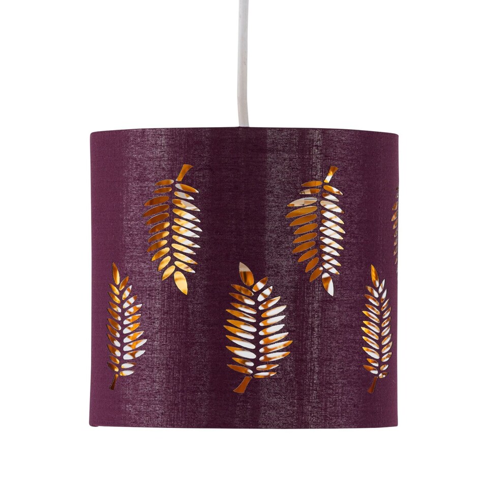 image 1 of Fern - Burgundy Cut Out 15.5cm Table Lamp Shade | Red | Gold | Small | 1