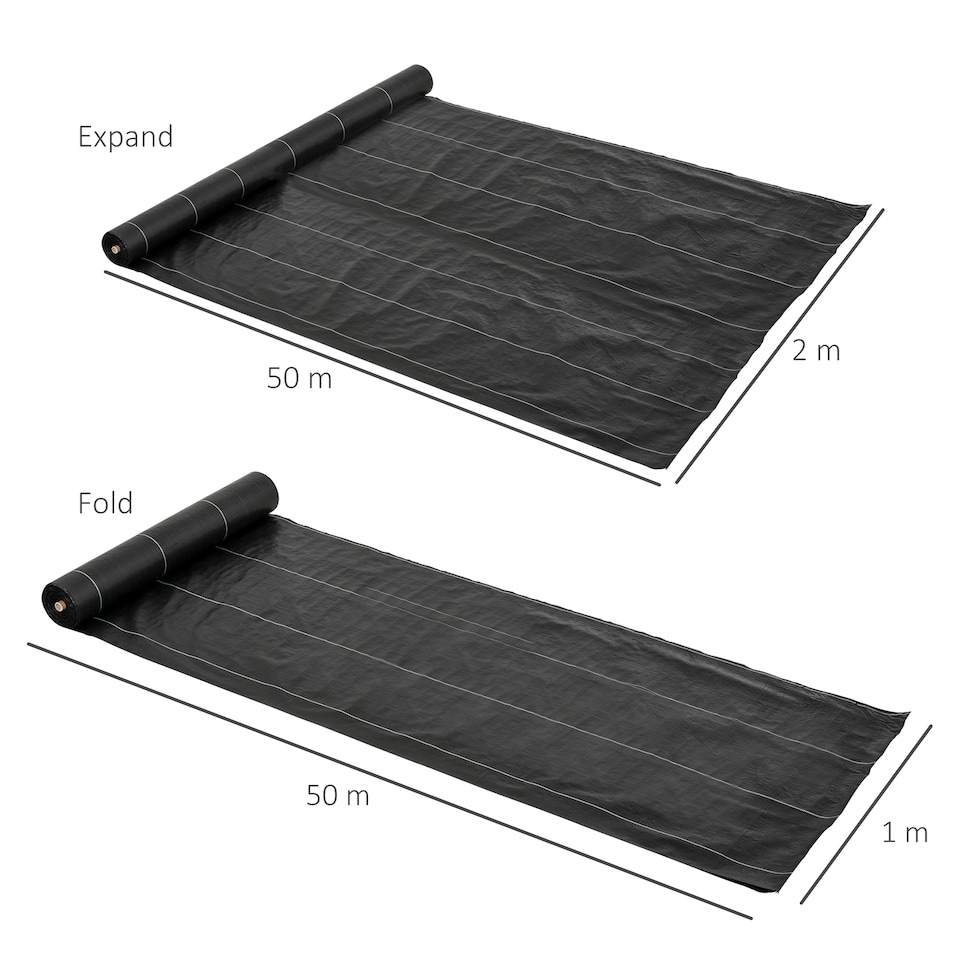 image 1 of Outsunny 2x50m Weed Barrier Fabric Durable Convenient Design Weed Block Mat