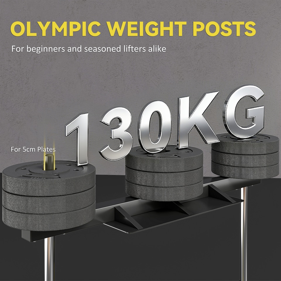 image 1 of SPORTNOW Vertical Leg Press Machine, 300 kg Capacity, Leg Strength Training Machine with Adjustable Leg, Back and Head Positions for Home Gym, 2" Olympic Plate Compatible, Yellow