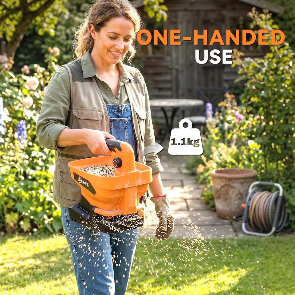 image 1 of Outsunny Cordless Spreader, 3.3L Handheld Seed Spreader with Adjustable Flow