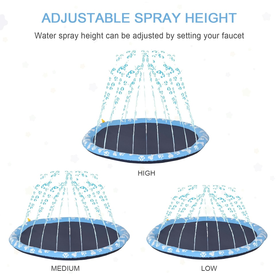 image 1 of PawHut 170cm Splash Pad Sprinkler for Pets Dog Bath Pool Non-slip Outdoor Blue
