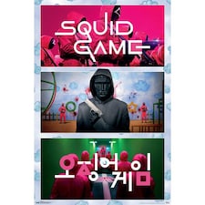 Squid Game Collage Poster - Pink/Blue/Green - One Size