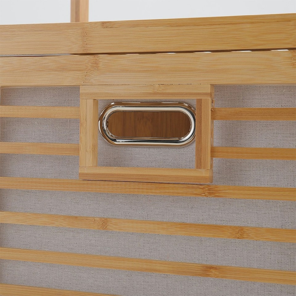 image 1 of Living and Home Bamboo Laundry Hamper Basket with Liner Bag