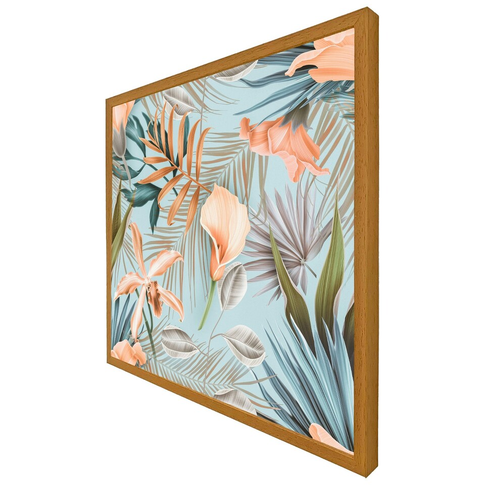 image 1 of Pink tropical flowers (Picture Frame) Grey | M