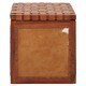 image 5 of Storage Stool With Metallic Stud Trim,Teak Wood Seat With Hair-on-Leather Base,Latticed Leather Top Stool Brown