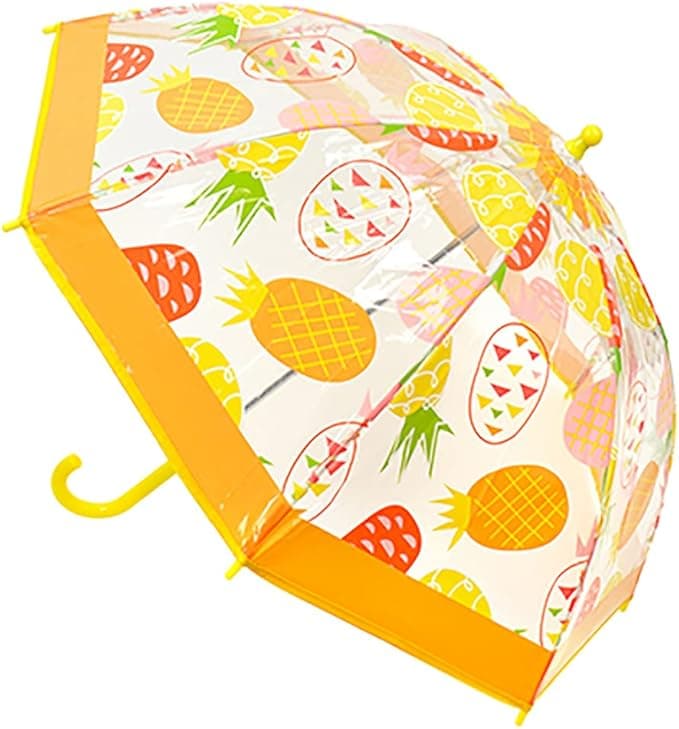 KAV Pineapple Kids Transparent School Umbrella for Boys and Girls - Beautiful, Lightweight Design Dome Parasol