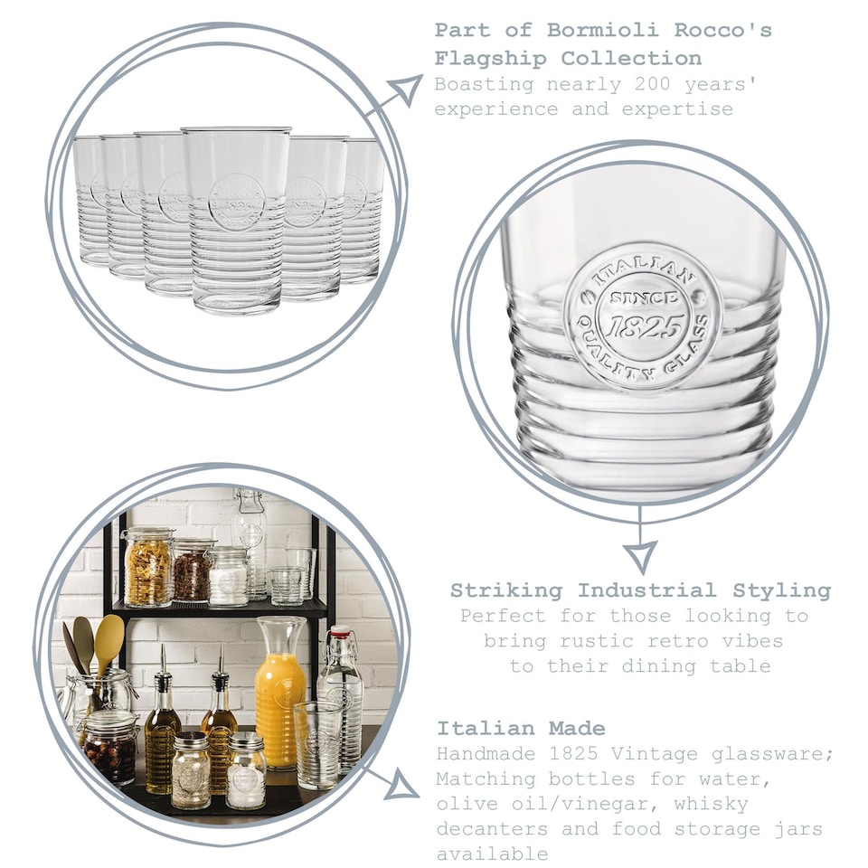 image 1 of Bormioli Rocco Officina 1825 Highball Glasses - 475ml - Pack of 6 | Clear | Clear