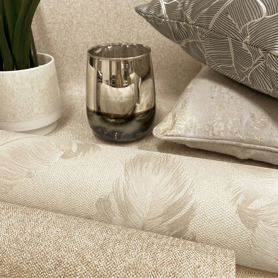 image 1 of Ciara Feather Cream/Soft Beige Wallpaper Cream