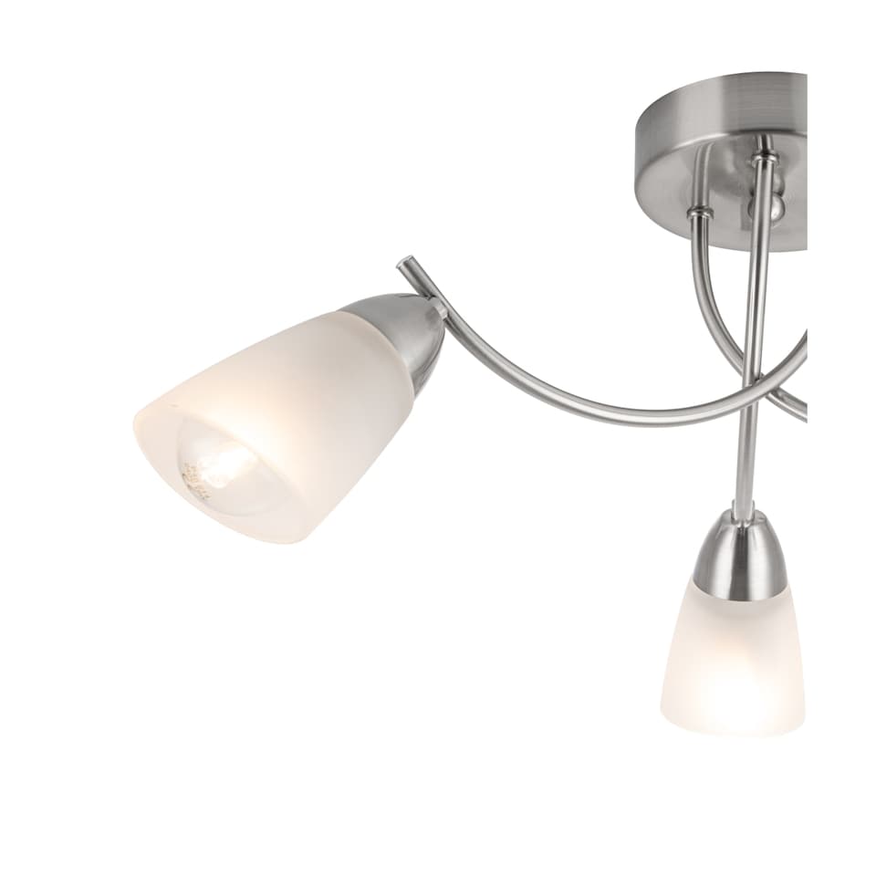 image 1 of COSYLYTE Hallie Bathroom Light 3 Classic Glass Ceiling Light - Brushed Nickel | Silver | Brushed Nickel | 1