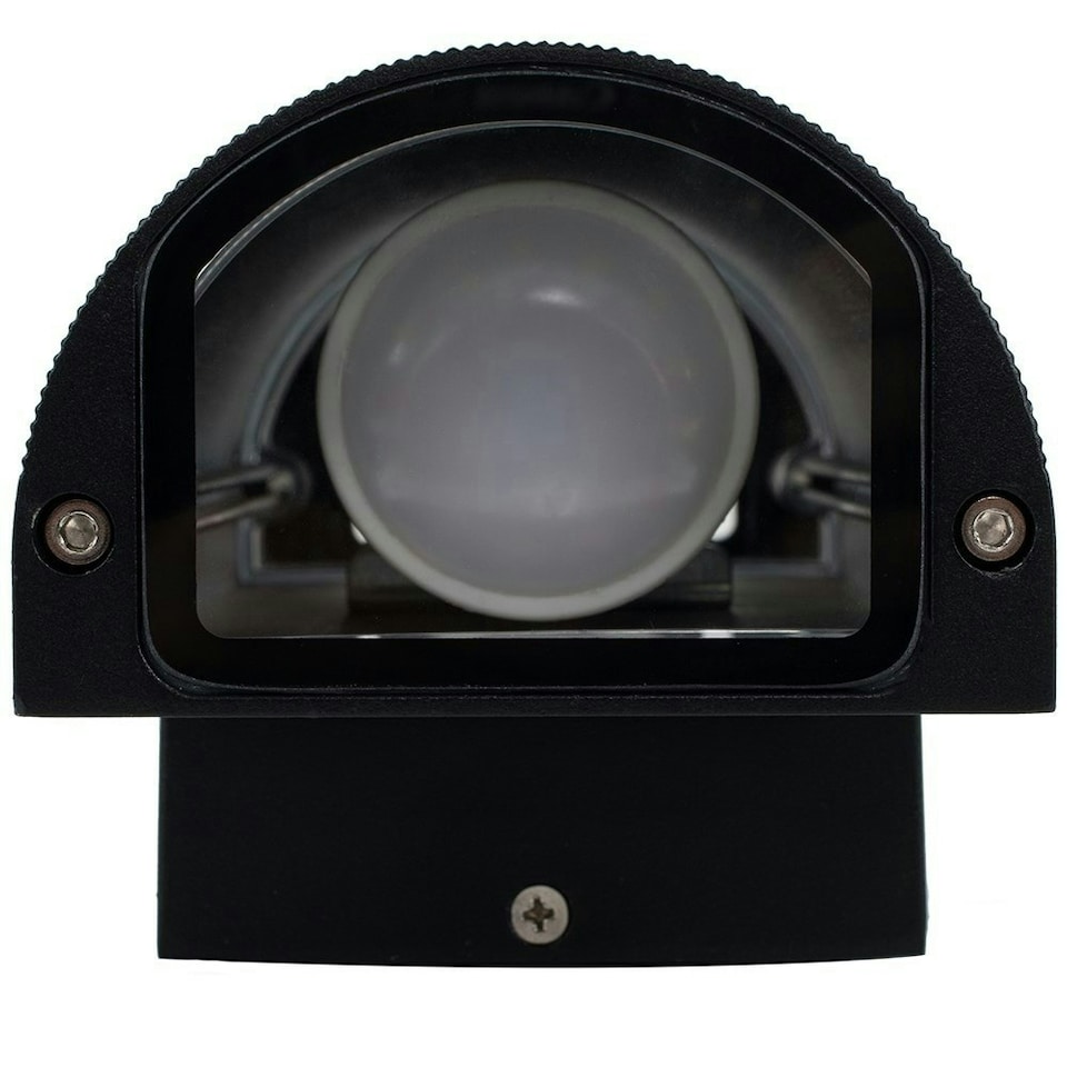 image 1 of ValueLights Black Modern Aluminium Ribbed Glass Outdoor Wall Light