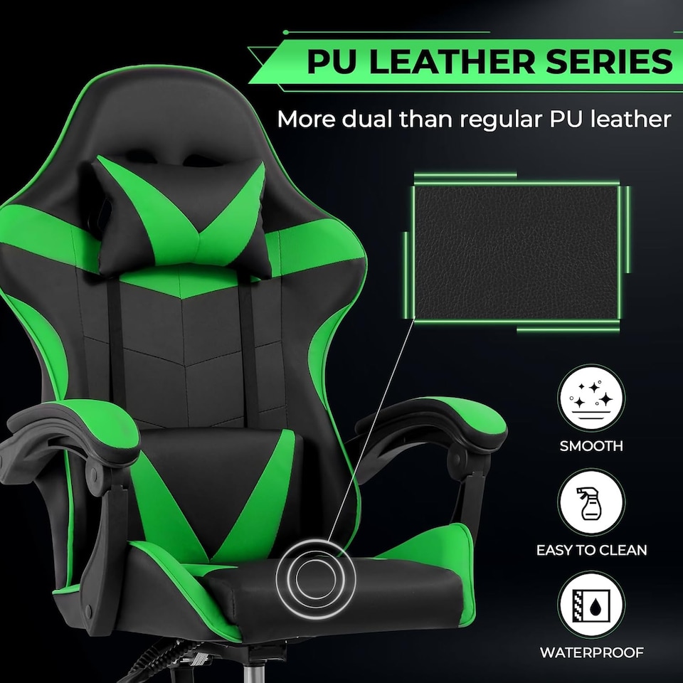 image 1 of Ergonomic Gaming Chair | Green | Green