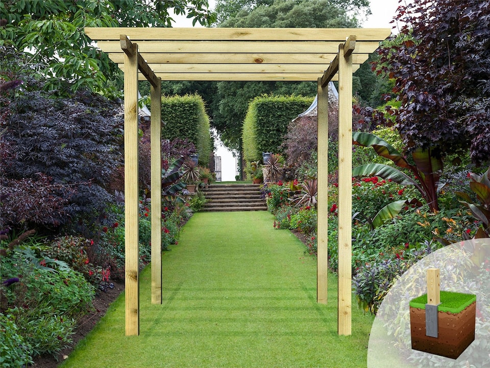 image 1 of eDecks Village Walkway Garden Pergola w/ Bolt Down Anchors 2.1m - 2.4 x 2.4m