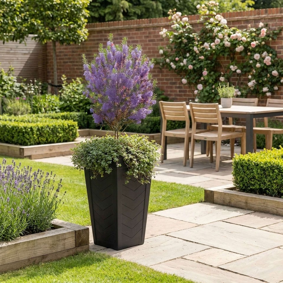 image 1 of Nicoman Savana Chevron Tall Planter Non-Shed Non-Crack Indoor Outdoor Planter