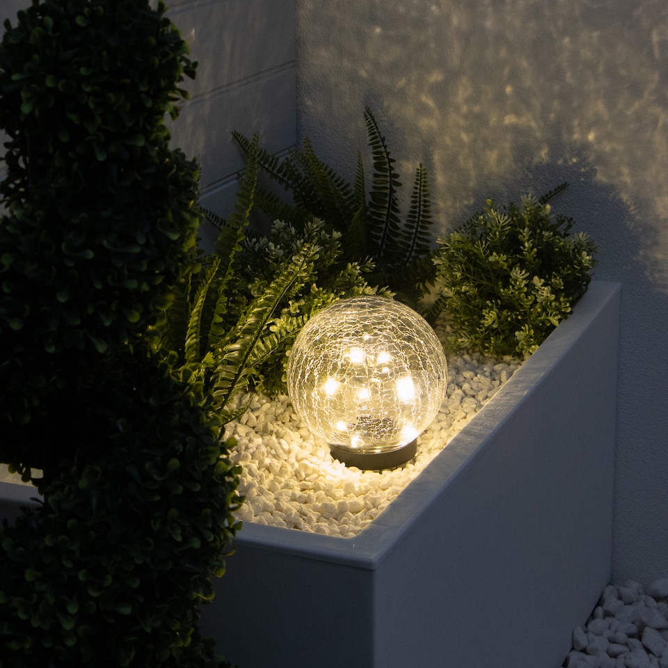 image 1 of Gardenwize Solar Crackle Ball Light - 15cm Diameter