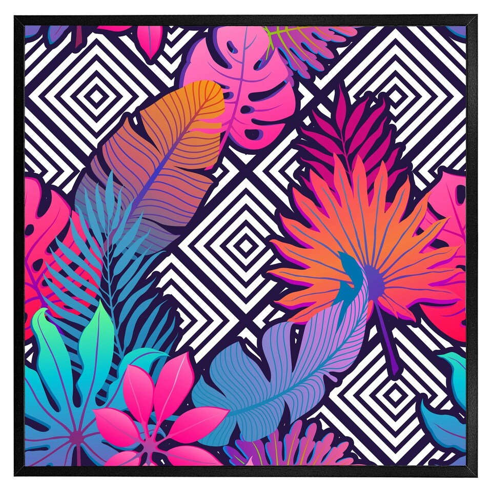image 1 of Tropical geometric (Picutre Frame) Brown | Oak | XL