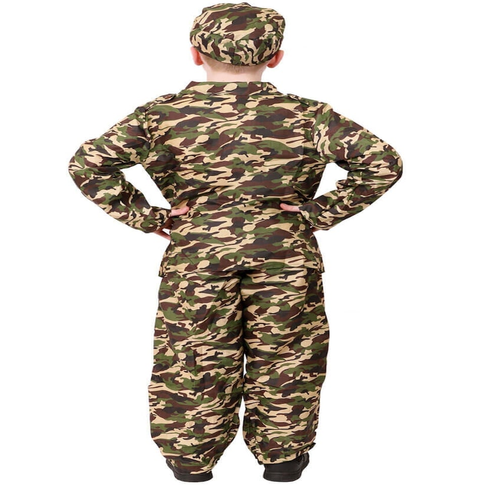 image 1 of Child’s Army Boy Costume – Kids Soldier Fancy Dress Camouflage Outfit N/A | S