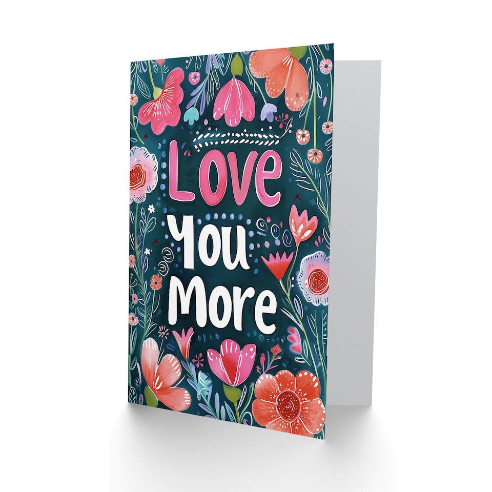 image 1 of Love You More Watercolour Flowers Anniversary Valentines Her Wife Card