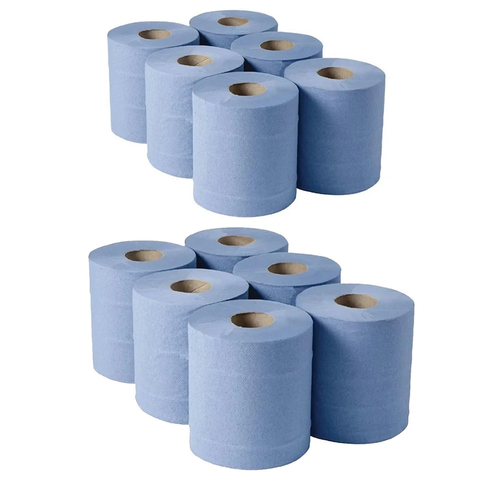 image 1 of 6 Rolls Multipurpose Blue 2ply Embossed Centrefeed Cleaning Rolls