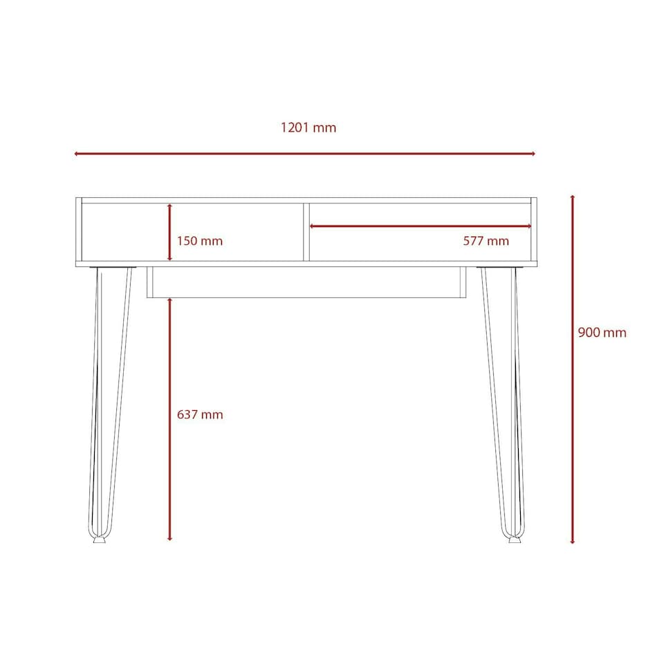 image 1 of Core Products Dallas Home Office Desk With Hairpin Legs, H90.0cm x W120.1cm x D55.2cm White