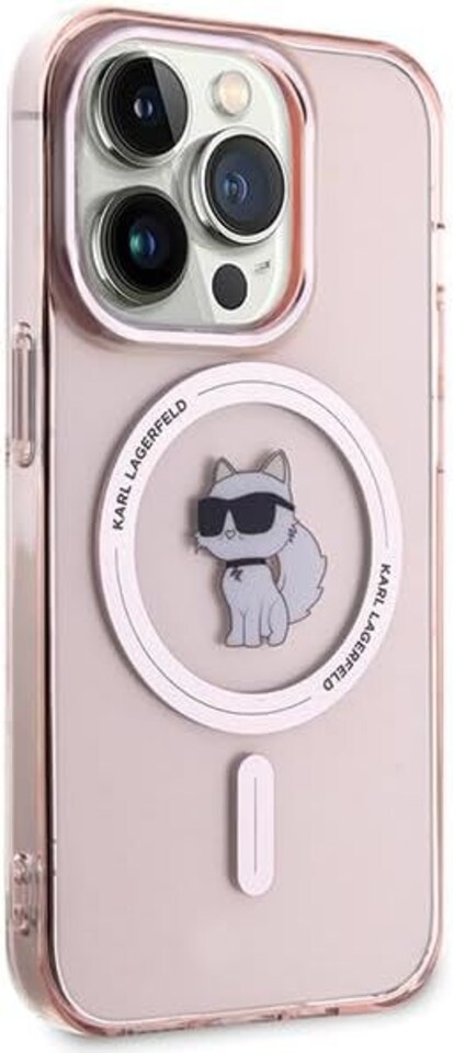 image 1 of Karl Lagerfeld IML Choupette Case with MagSafe for iphone 15 Pro 6.1 Pink - KLHMP15LHFCCNOP