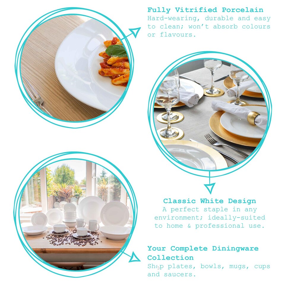 image 1 of Argon Tableware 12 Piece Classic White Cappuccino Cup & Saucer Set - 320ml