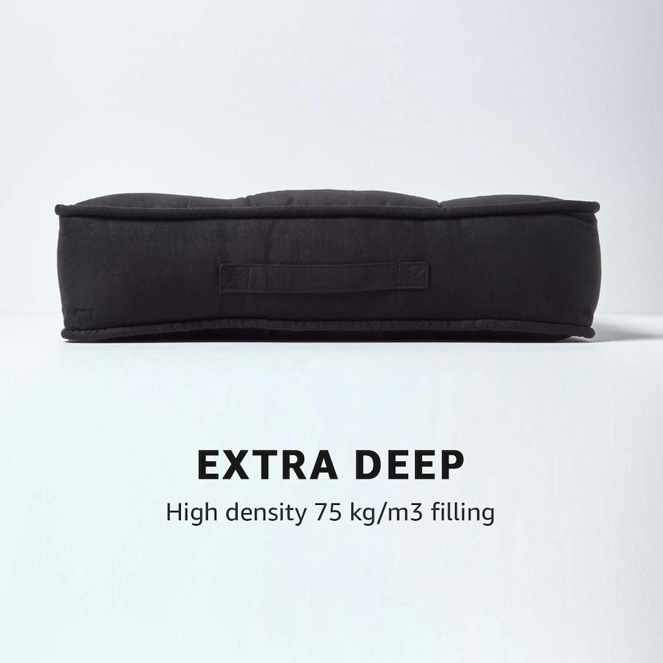 image 1 of Homescapes Black Faux Suede Armchair Booster Cushion Black
