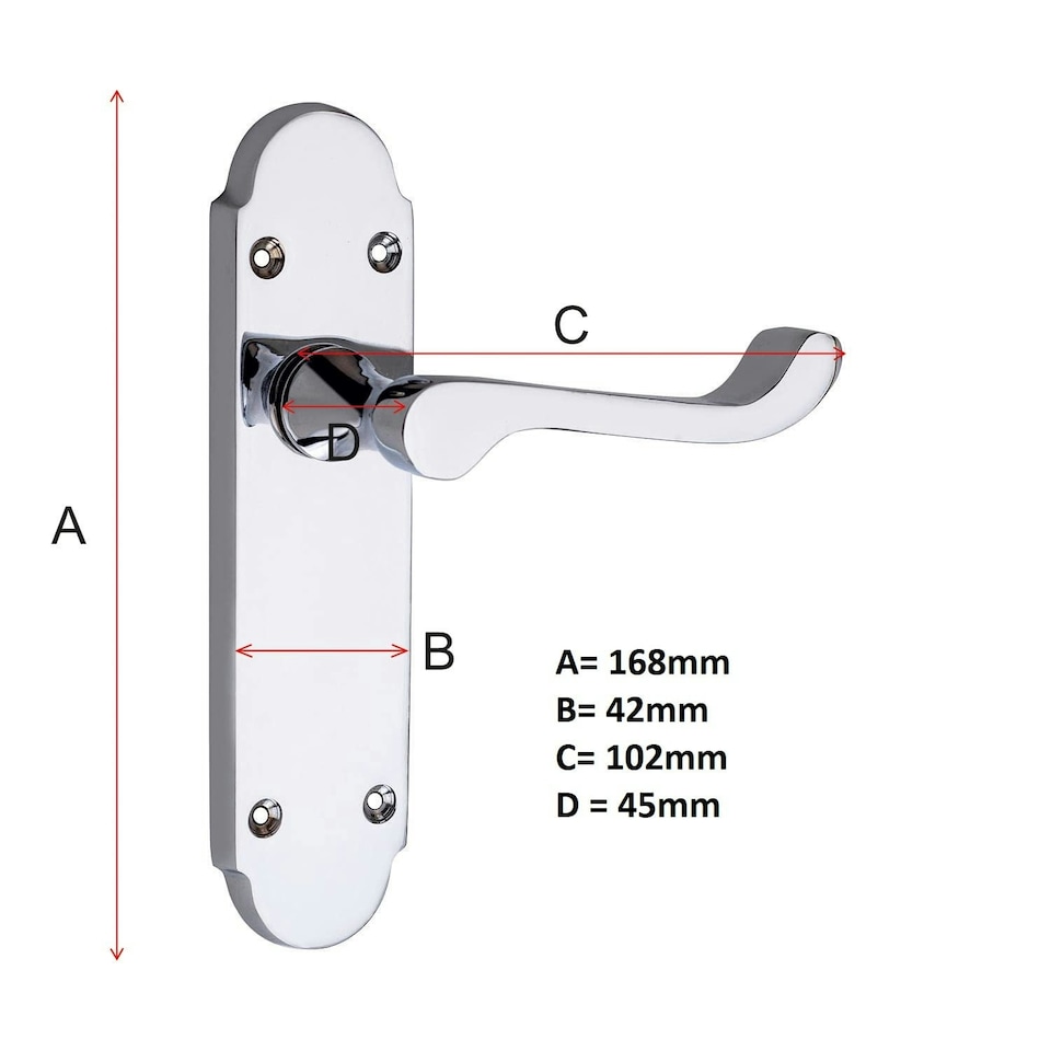 image 1 of Golden Grace Victorian Epsom Design Scroll Door Handles in Polished Chrome with 1 Pair of 3" Ball Bearing Hinges & 63mm Latch, Privacy Pack - 168mm Chrome