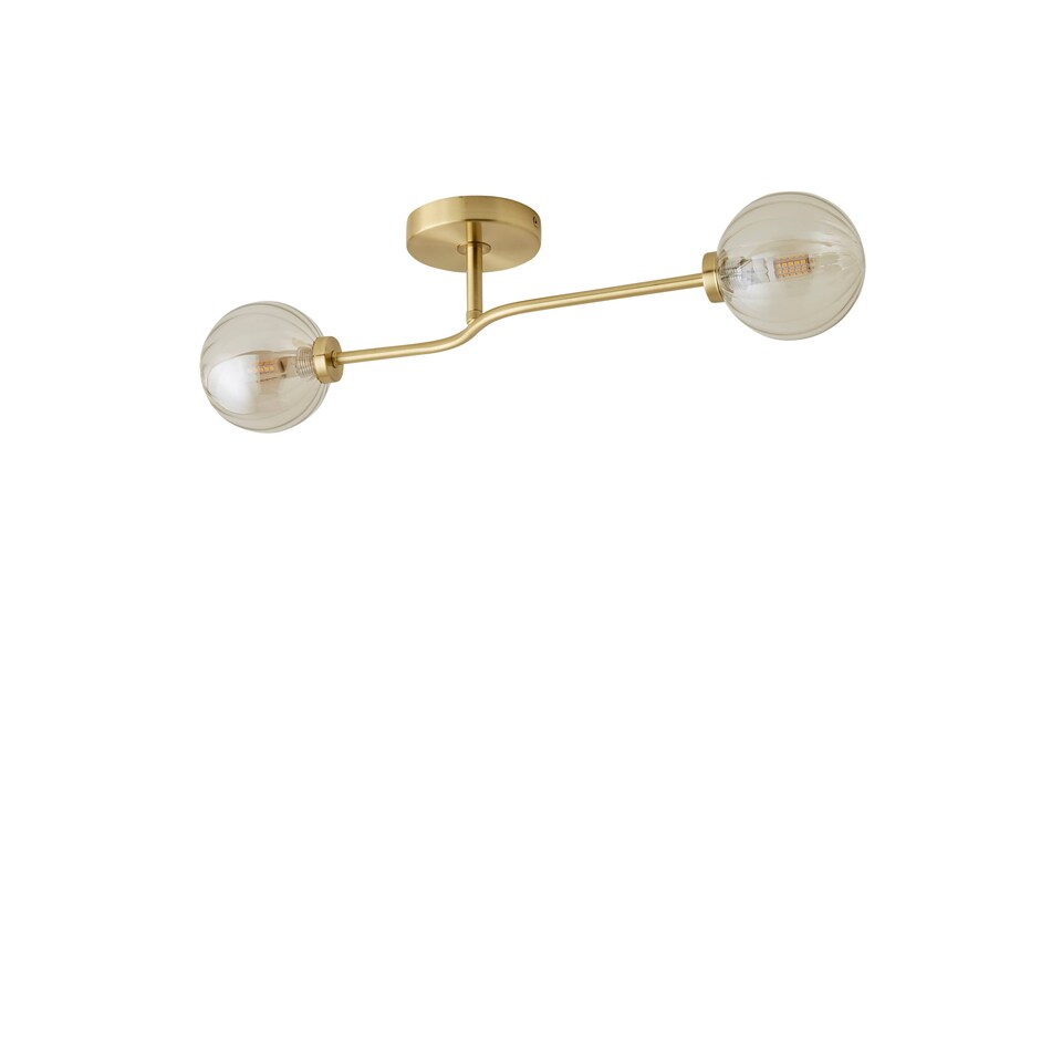 image 1 of ValueLights Chessy Ribbed Glass Gold Bar Ceiling Light & Bulbs | Gold