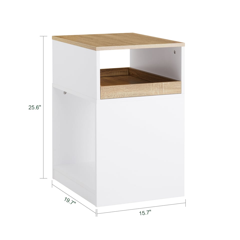 image 1 of SoBuy Printer Stand with Storage and Wheels, White & Natural Wood, 15.7x19.7x25.6 in, 16.1 kg - ASK08-WN