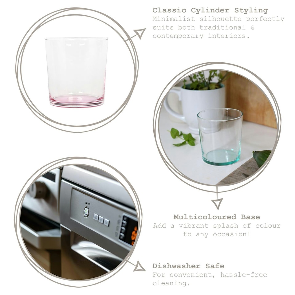 image 1 of LAV Bodega Glass Tumblers - 345ml - Colour Base - Pack of 6 Multi