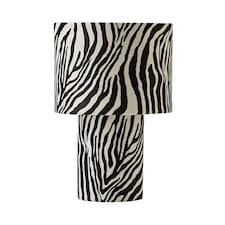 ValueLights Nessa Zebra Pattern Velvet Table Lamp | Black