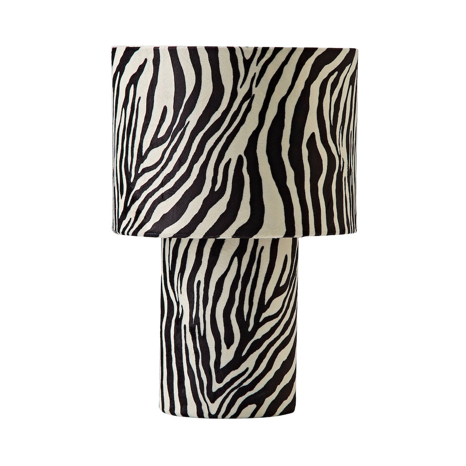 image 1 of ValueLights Nessa Zebra Pattern Velvet Table Lamp | Black
