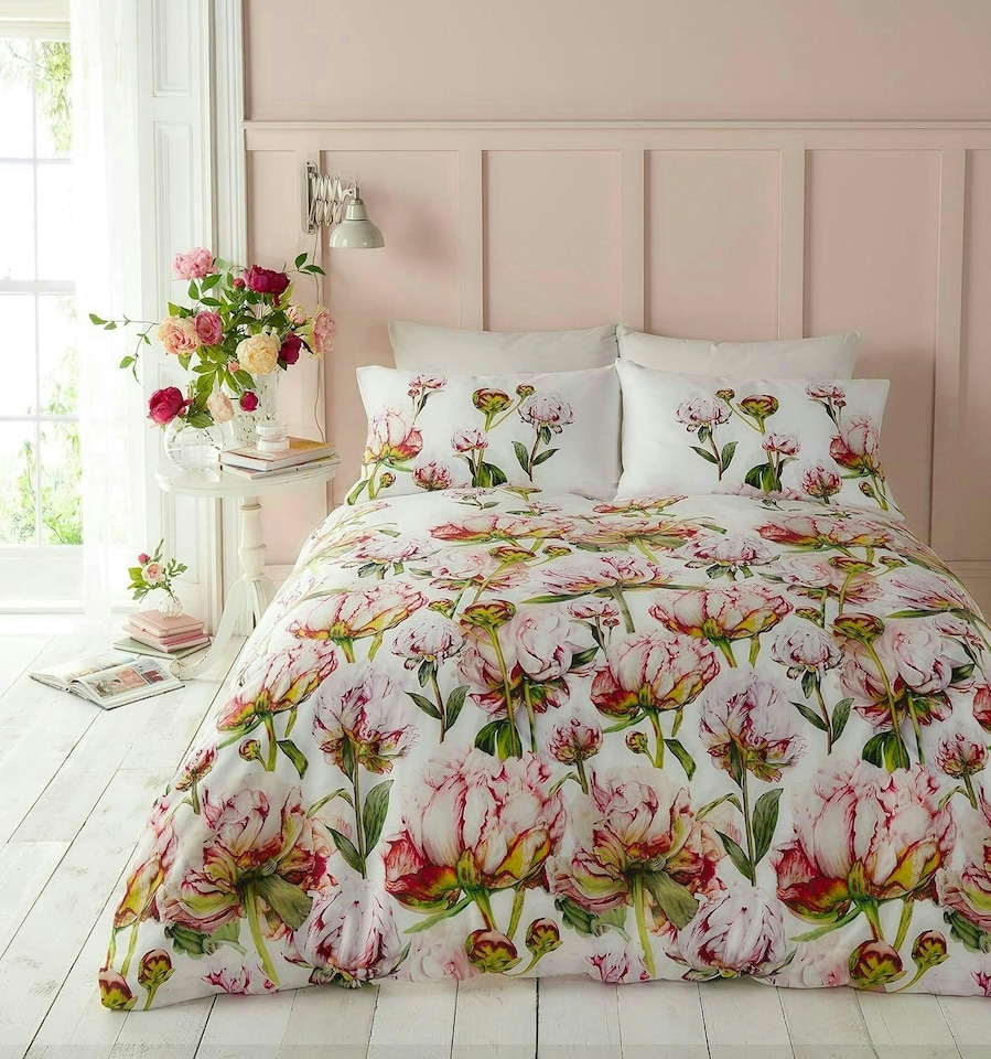 image 1 of Heligan Floral Duvet Cover Set - King - White