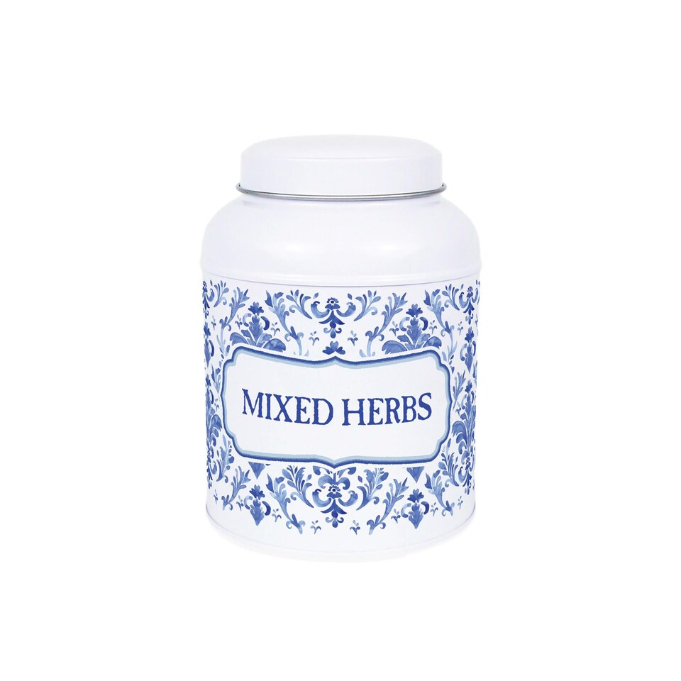 image 1 of Oriental Ink Mixed Herbs Canister - Small Domed Lid Kitchen Storage Jar
