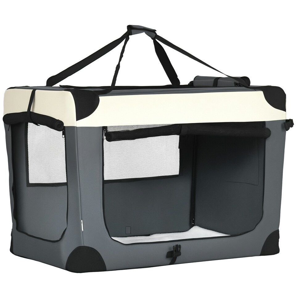 image 1 of PawHut 91cm Foldable Pet Carrier Bag Soft Travel Dog Crate for Large Dogs Grey