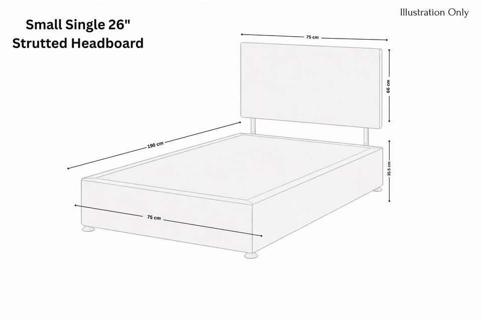 image 1 of Sloomy Alabama Pewter Dumfries Divan Bed Base No Drawers With 26 Inch Strutted Headboard | Grey | Pewter | Small Single | 1