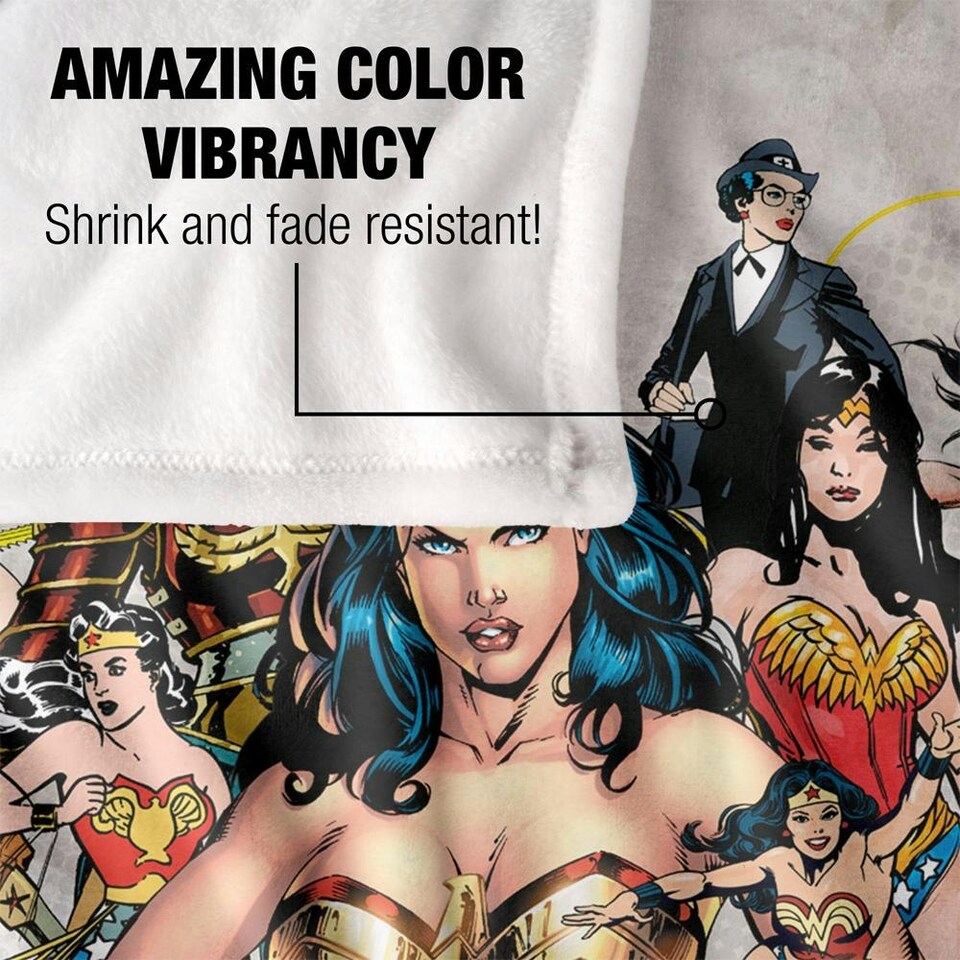 image 1 of Wonder Woman Character Montage Blanket - Multicoloured - One Size