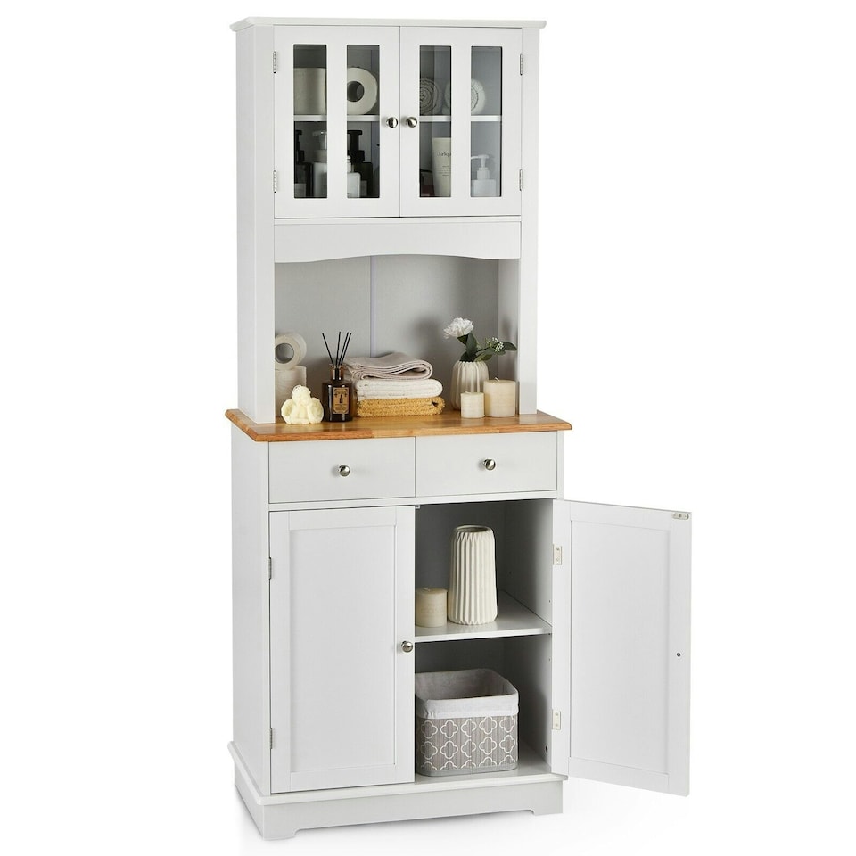 image 1 of COSTWAY Kitchen Pantry Cabinet Buffet Cupboard W/ Drawer White
