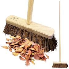 Garden Broom Outdoor with Wooden Handle Natural Stiff Bassine Hard Bristle Sweeping Brush