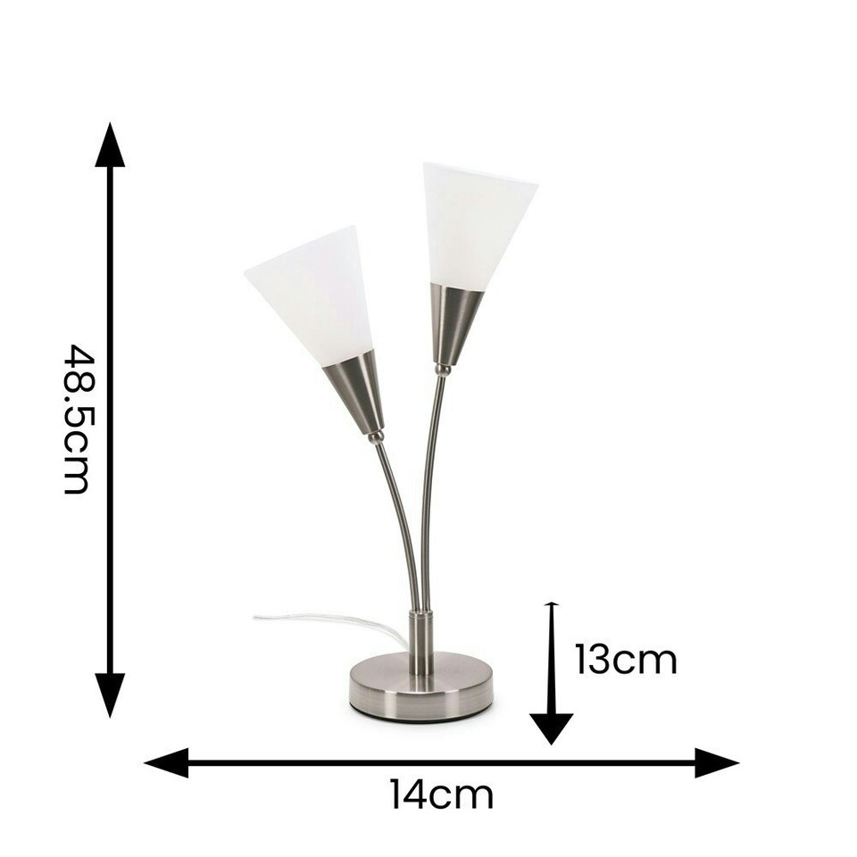 image 1 of ValueLights Kristina Frosted White Shade Silver 2 Way Metal Uplighter Table Lamp