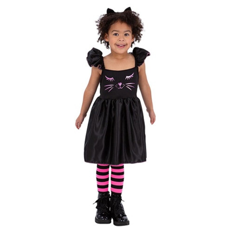 image 1 of Black Cat Dress Girls Fancy Dress Costume Toddler Age 3-4